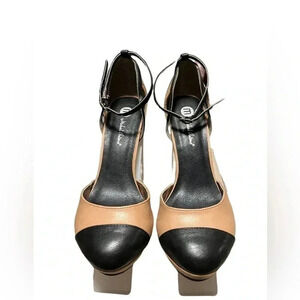 Michael Antonio Black/Tan Two Tone 5 Inch High Heel Stilettos, Size 7